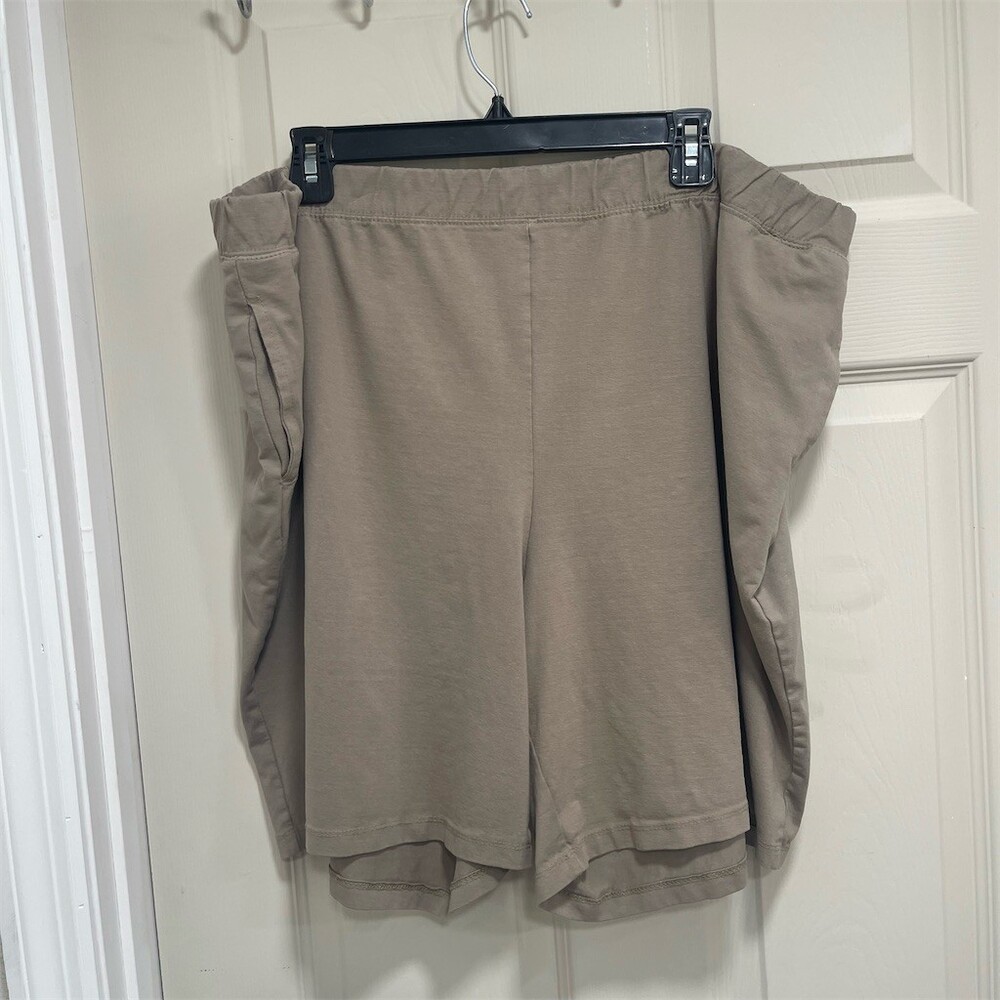 Catherines Pull-On Shorts Womens Plus 2X Taupe Beige Knit Stretch Casual sku671